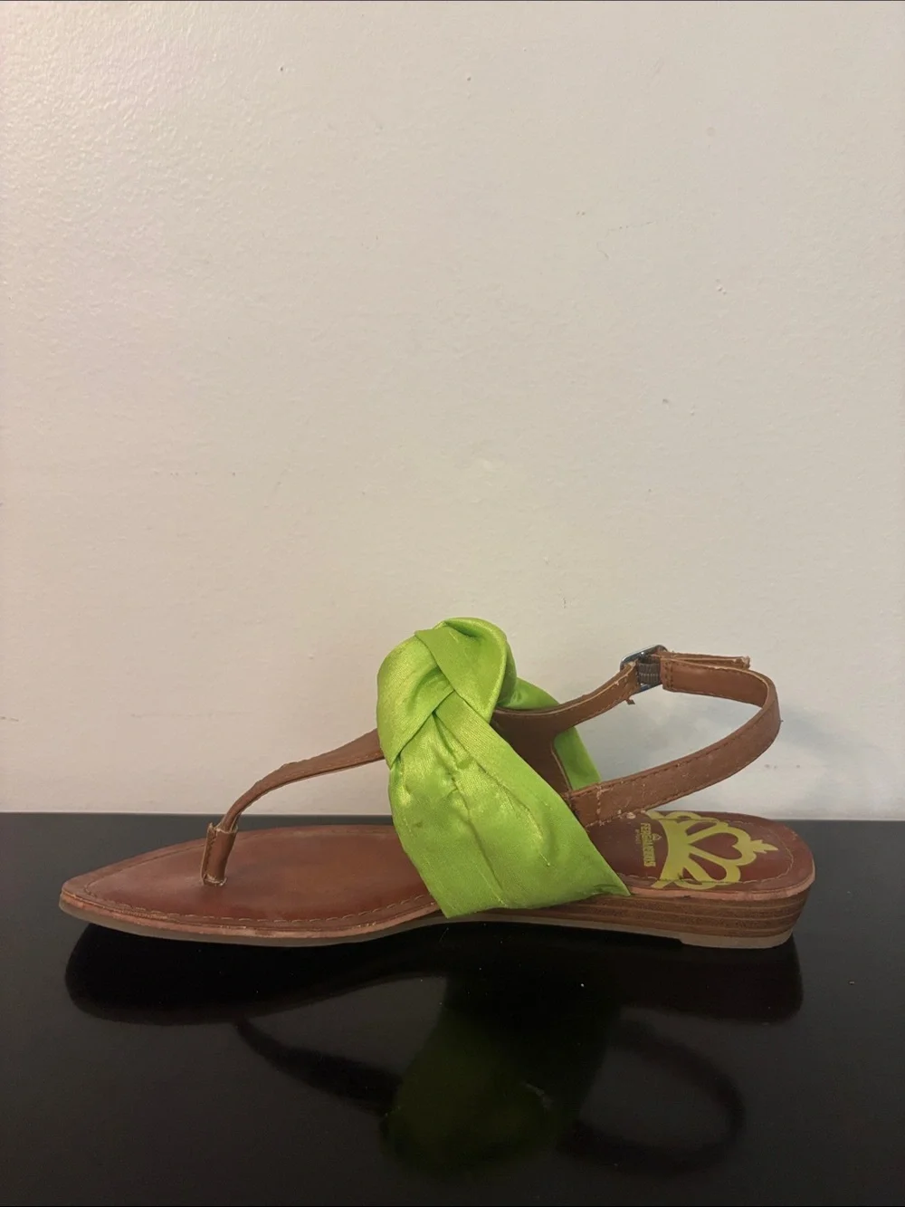 Fergalicious Lime Green Satin Knot Slingback Sandals